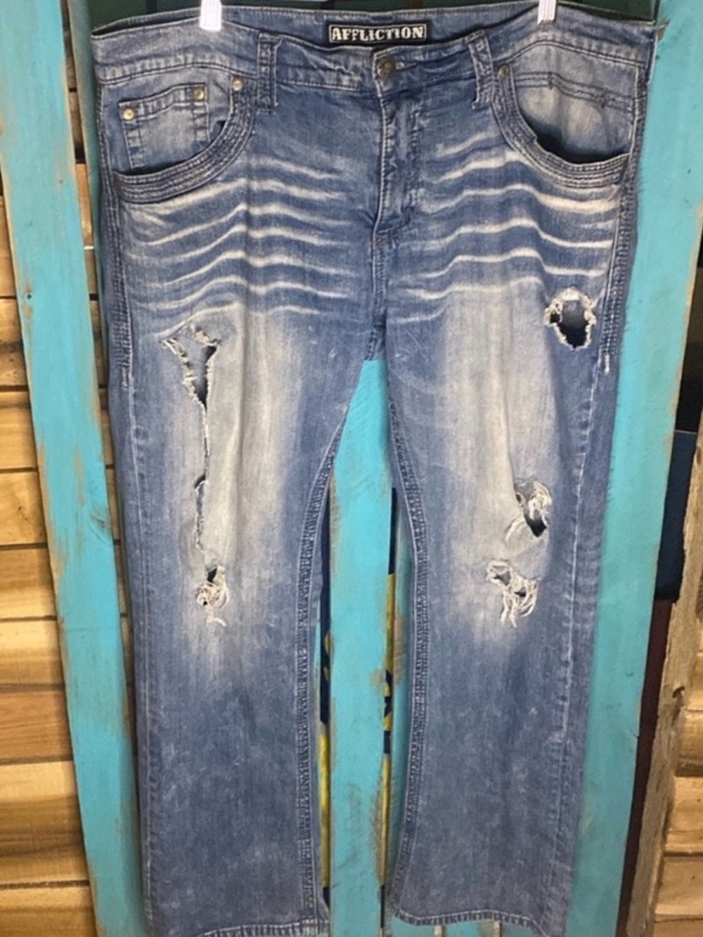 Affliction Blake Jeans 38x34 distressed stretchy